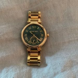 Michael Kors Gold Watch with dark green face